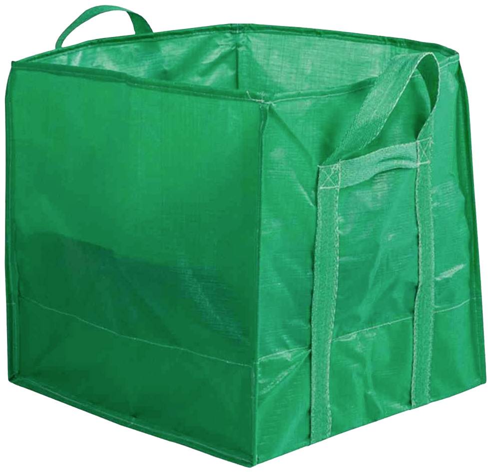 Grüne, rechteckige Einkaufstasche aus robustem Material, mit zwei Tragegriffen an den Seiten.