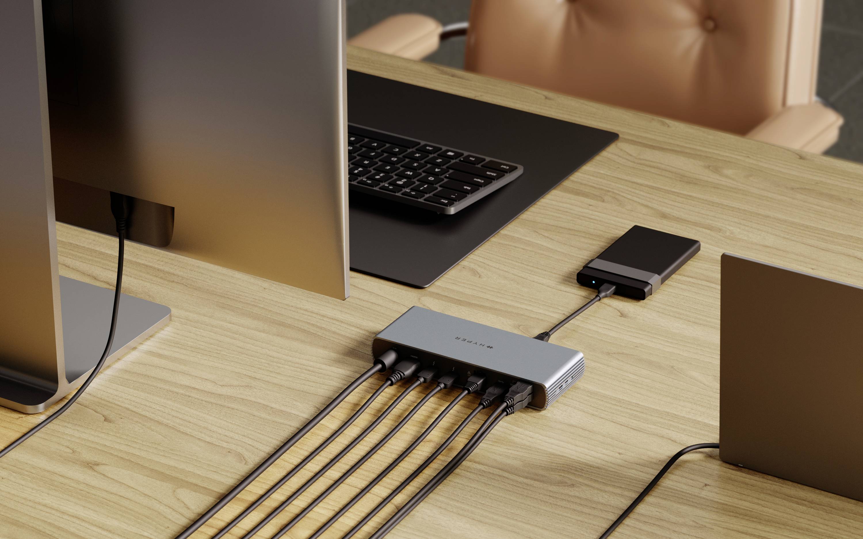 HYPER Thunderbolt™ 4 Dockingstation HyperDrive Passend für Marke Dockingstations: Universal USB-C® Power Delivery, integrierter Kartenleser
