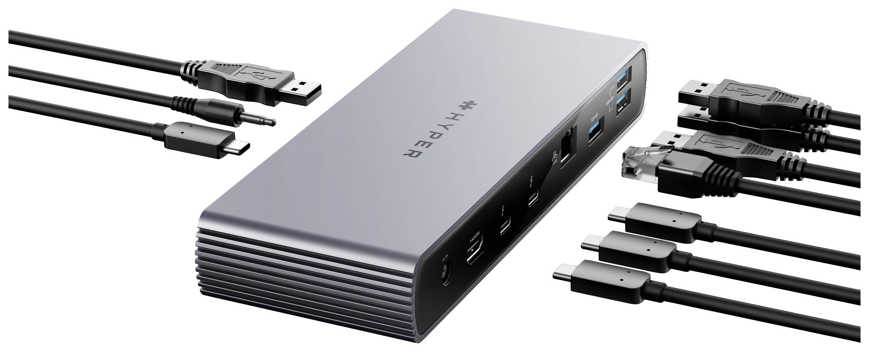 HYPER Thunderbolt™ 4 Dockingstation HyperDrive Passend für Marke Dockingstations: Universal USB-C® Power Delivery, integrierter