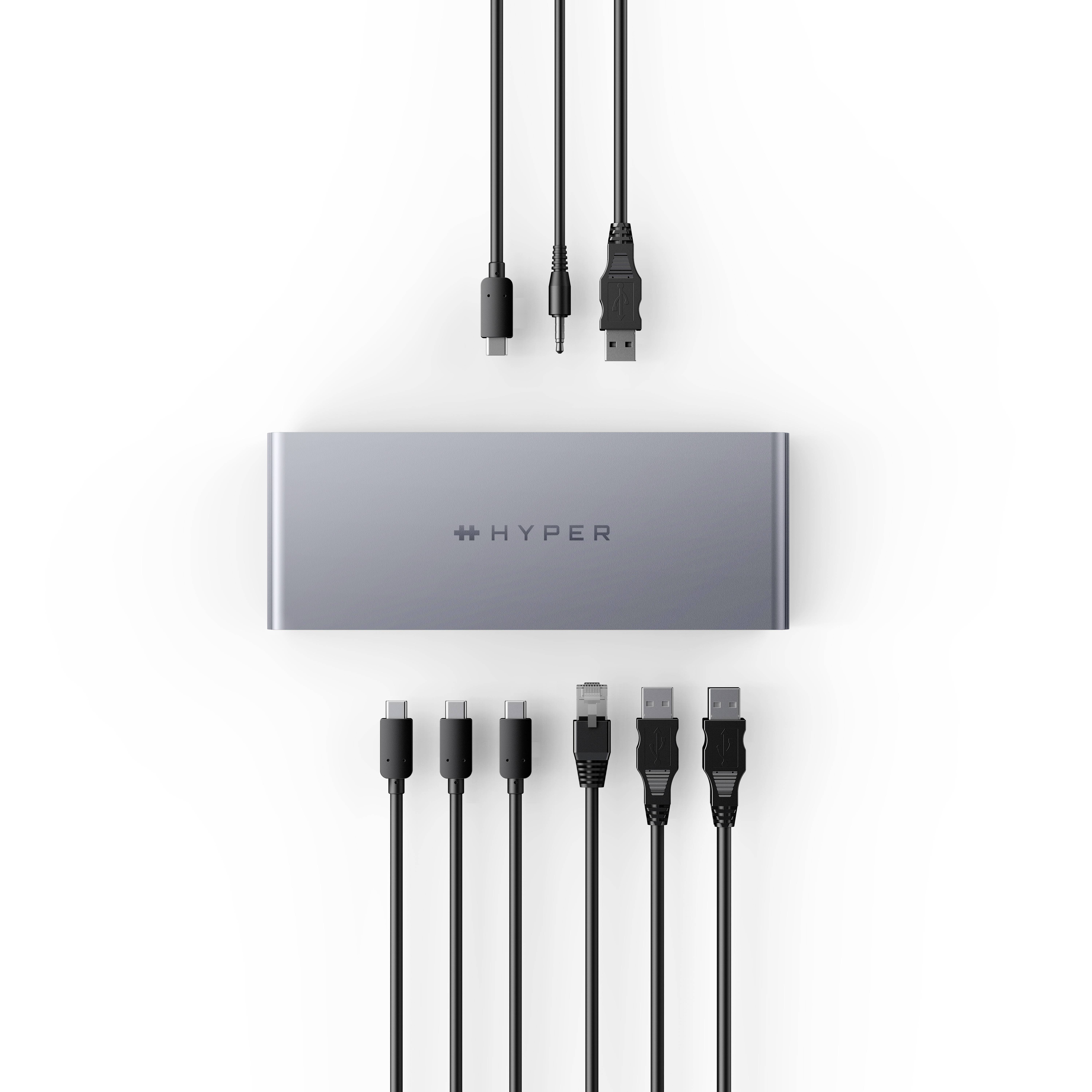 HYPER Thunderbolt™ 4 Dockingstation HyperDrive Passend für Marke Dockingstations: Universal USB-C® Power Delivery, integrierter Kartenleser