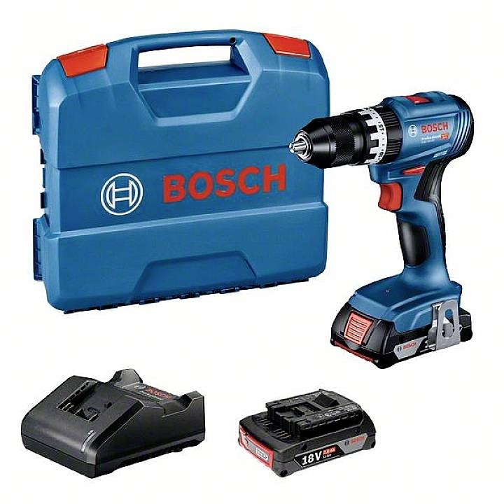 Bosch Professional GSB 18V-45 06019K3302 Akku-Bohrschrauber 18 V 2.0 Ah Li-Ion inkl. 2. Akku, inkl. Ladegerät, inkl. Koffer