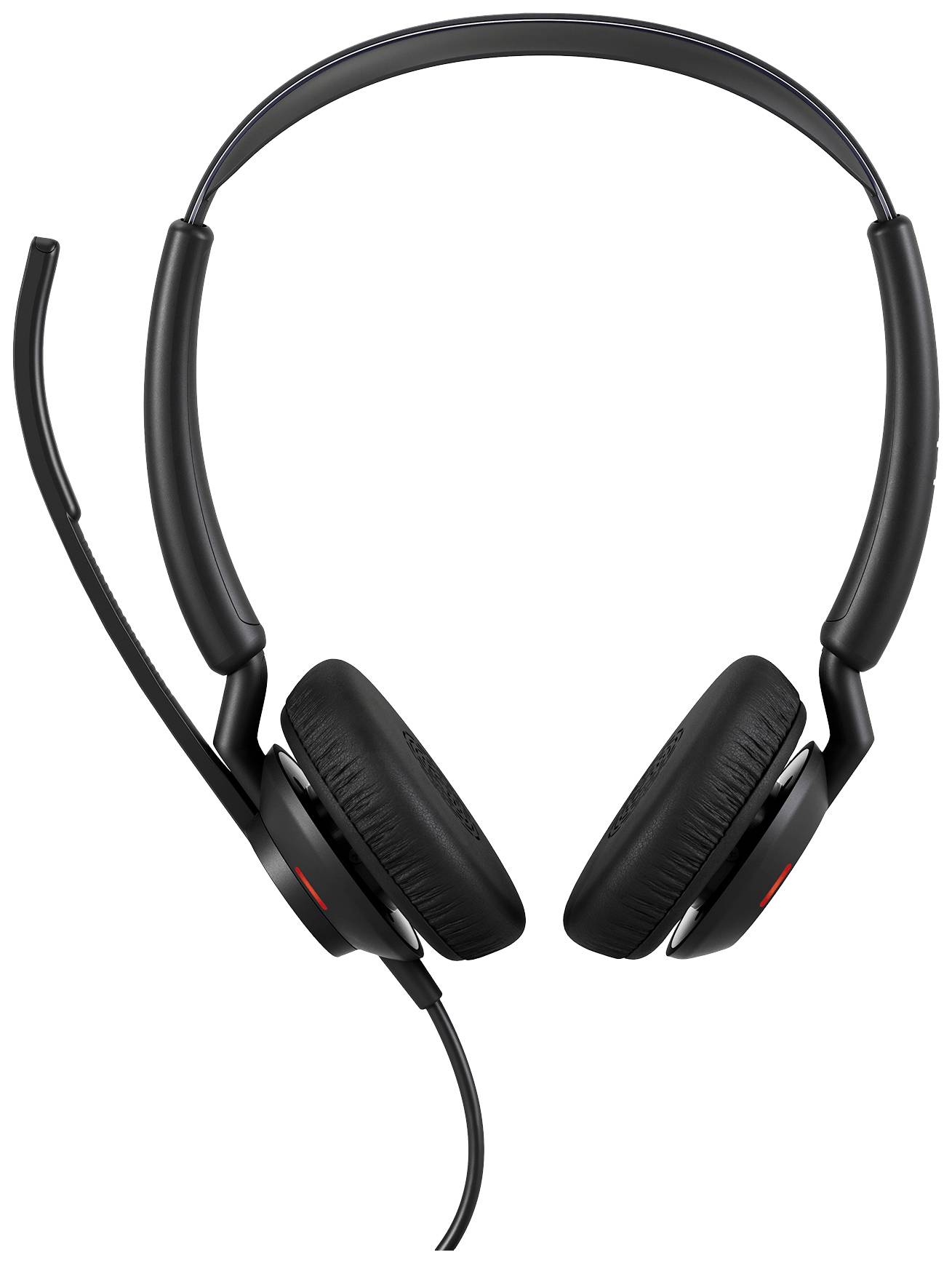 Ein schwarzes, kabelgebundenes Headset mit Mikrofonarm, geeignet für Telefonate oder Videokonferenzen.