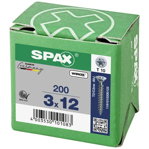 SPAX 1191010300123 Holzschraube 3mm 12mm T-STAR plus Stahl WIROX 200St. SPAX 1191010300123 Holzschraube 3mm 12mm T-STAR plus Stahl WIROX 200St.
