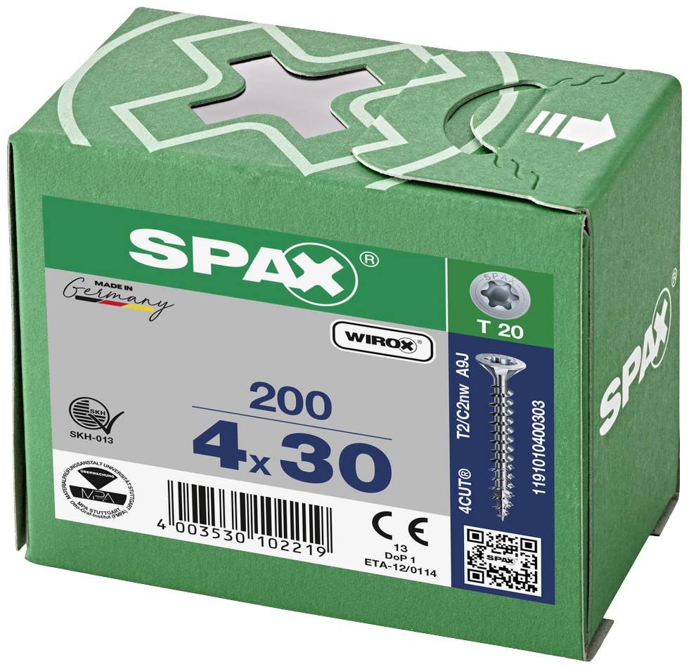 SPAX 1191010400303 Holzschraube 4mm 30mm T-STAR plus Stahl WIROX 200St.