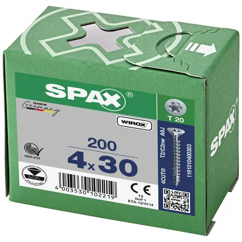 SPAX 1191010400303 Holzschraube 4mm 30mm T-STAR plus Stahl WIROX 200St. SPAX 1191010400303 Holzschraube 4mm 30mm T-STAR plus Stahl WIROX 200St.