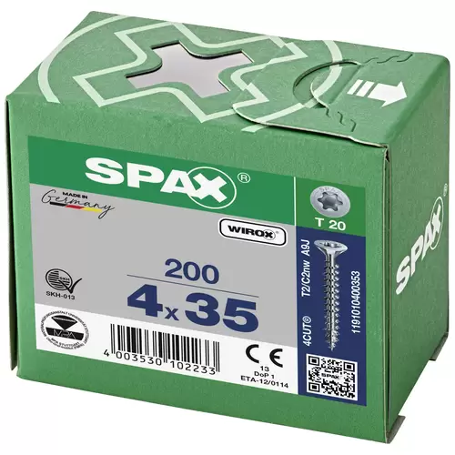 SPAX 1191010400353 Holzschraube 4mm 35mm T-STAR plus Stahl WIROX 200St. SPAX 1191010400353 Holzschraube 4mm 35mm T-STAR plus Stahl WIROX 200St.