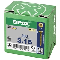 SPAX 1081020300163 Holzschraube 3mm 16mm Kreuzschlitz Pozidriv Stahl YELLOX 200St. SPAX 1081020300163 Holzschraube 3mm 16mm Kreuzschlitz Pozidriv Stahl YELLOX 200St.