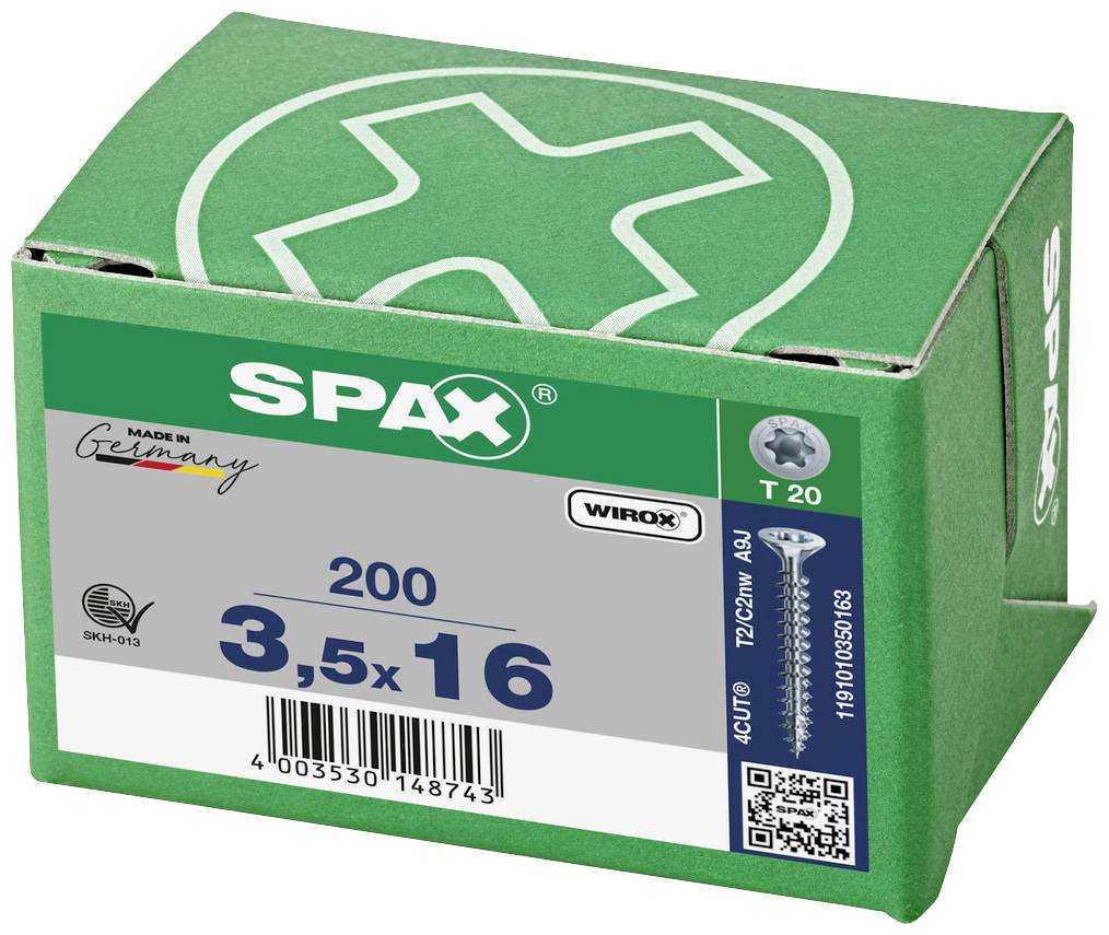 SPAX 1191010350163 Holzschraube 3.5mm 16mm T-STAR plus Stahl WIROX 200St.