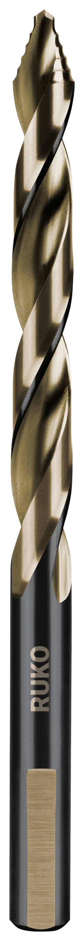 Metallbohrer mit spiralförmigem Design, schwarzem Schaft und bronzefarbener Spitze, geeignet zum Bohren von Metalloberflächen.