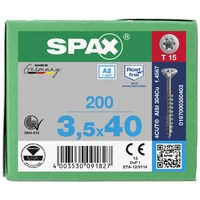 SPAX 197000350403 Holzschraube 3.5mm 40mm T-STAR plus 88091 Edelstahl A2 200St. SPAX 197000350403 Holzschraube 3.5mm 40mm T-STAR plus 88091 Edelstahl A2 200St.