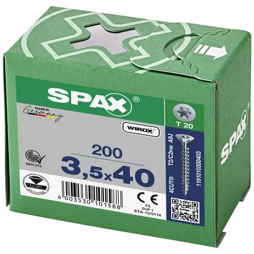 SPAX 1191010350403 Holzschraube 3.5mm 40mm T-STAR plus Stahl WIROX 200St. SPAX 1191010350403 Holzschraube 3.5mm 40mm T-STAR plus Stahl WIROX 200St.