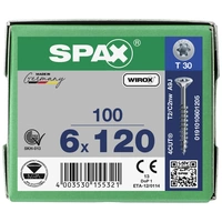 SPAX 191010601205 Holzschraube 6mm 120mm T-STAR plus Stahl WIROX 100St. SPAX 191010601205 Holzschraube 6mm 120mm T-STAR plus Stahl WIROX 100St.