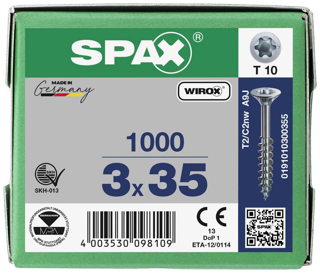 SPAX 191010300355 Holzschraube 3mm 35mm T-STAR plus Stahl WIROX 1000St.