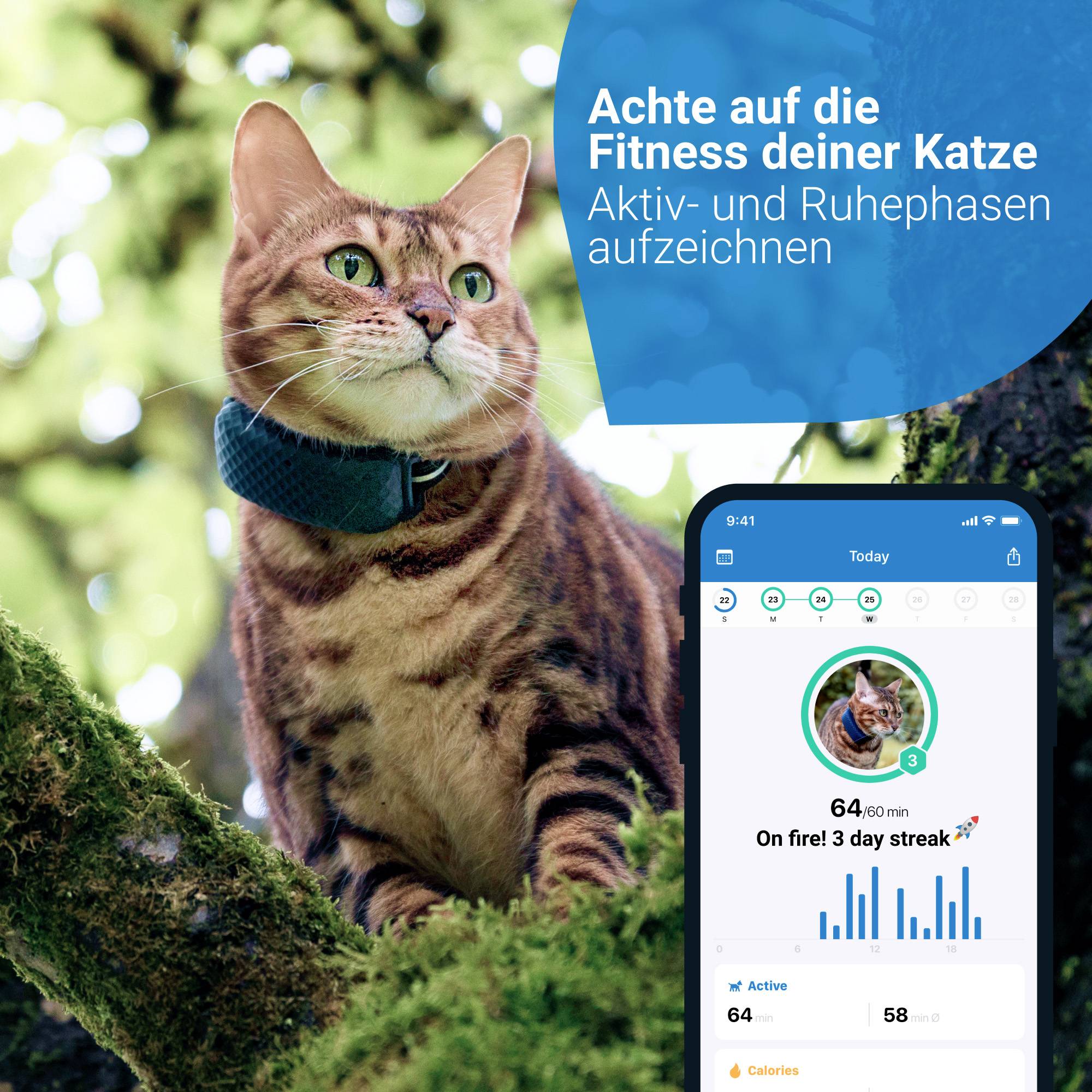 Tractive CAT 4 GPS Tracker Haustiertracker Mitternachtsblau