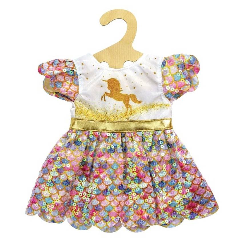Puppen-Glitzerkleid ''Einhorn Goldy'', Gr. 28-35cm