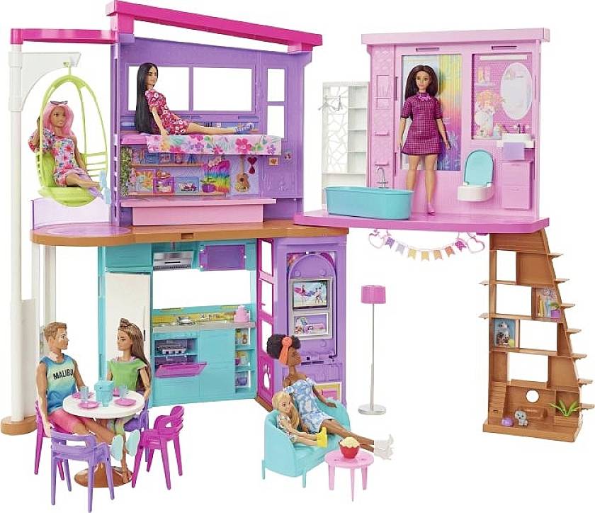 Mattel Barbie Malibu Haus mit über 30 Teilen, Spielzeug für Kinder ab 3 Jahren HCD50