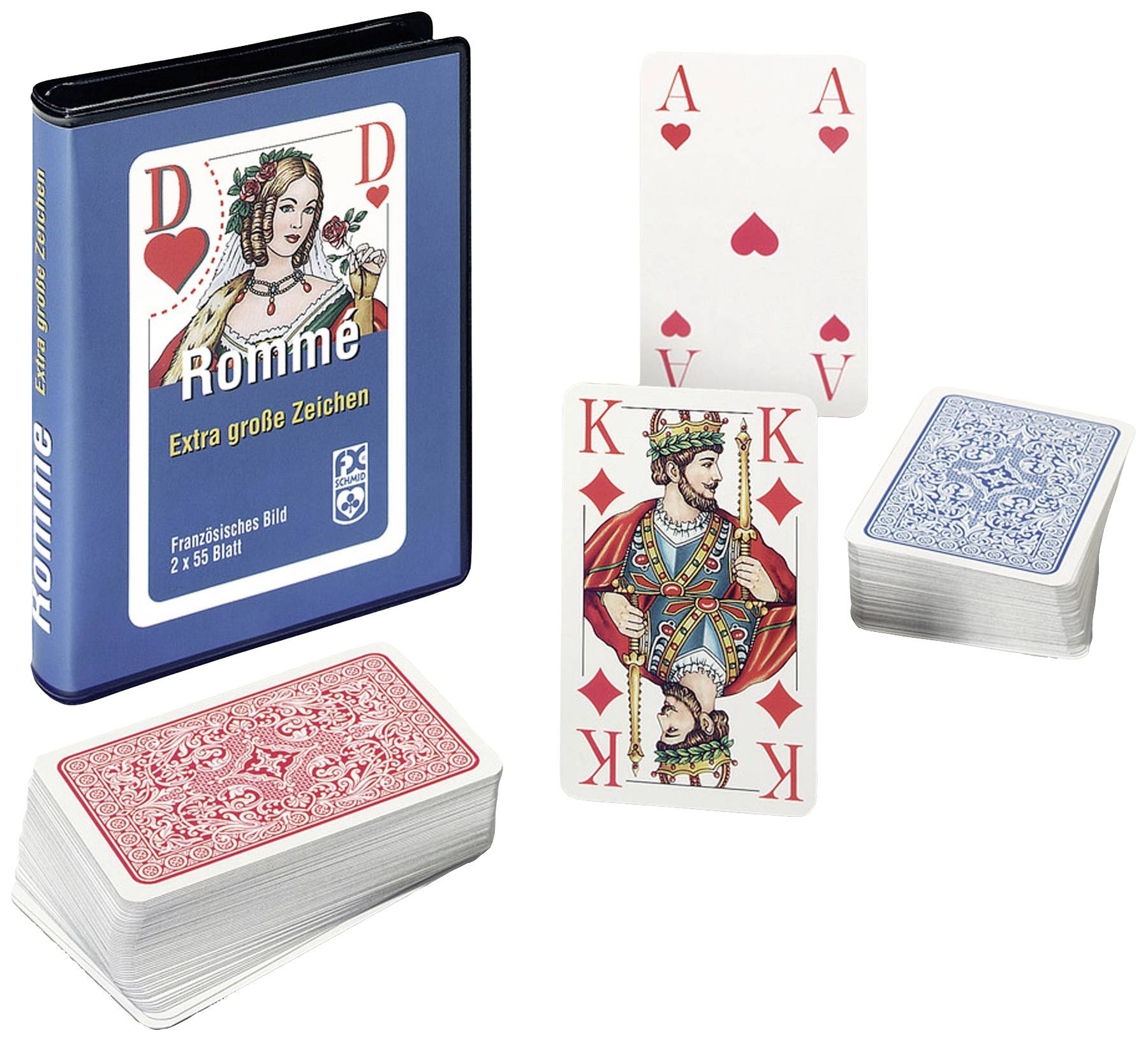 Ravensburger 27074 Rommé, Canasta, Bridge, mit großen Eckzeichen 27074