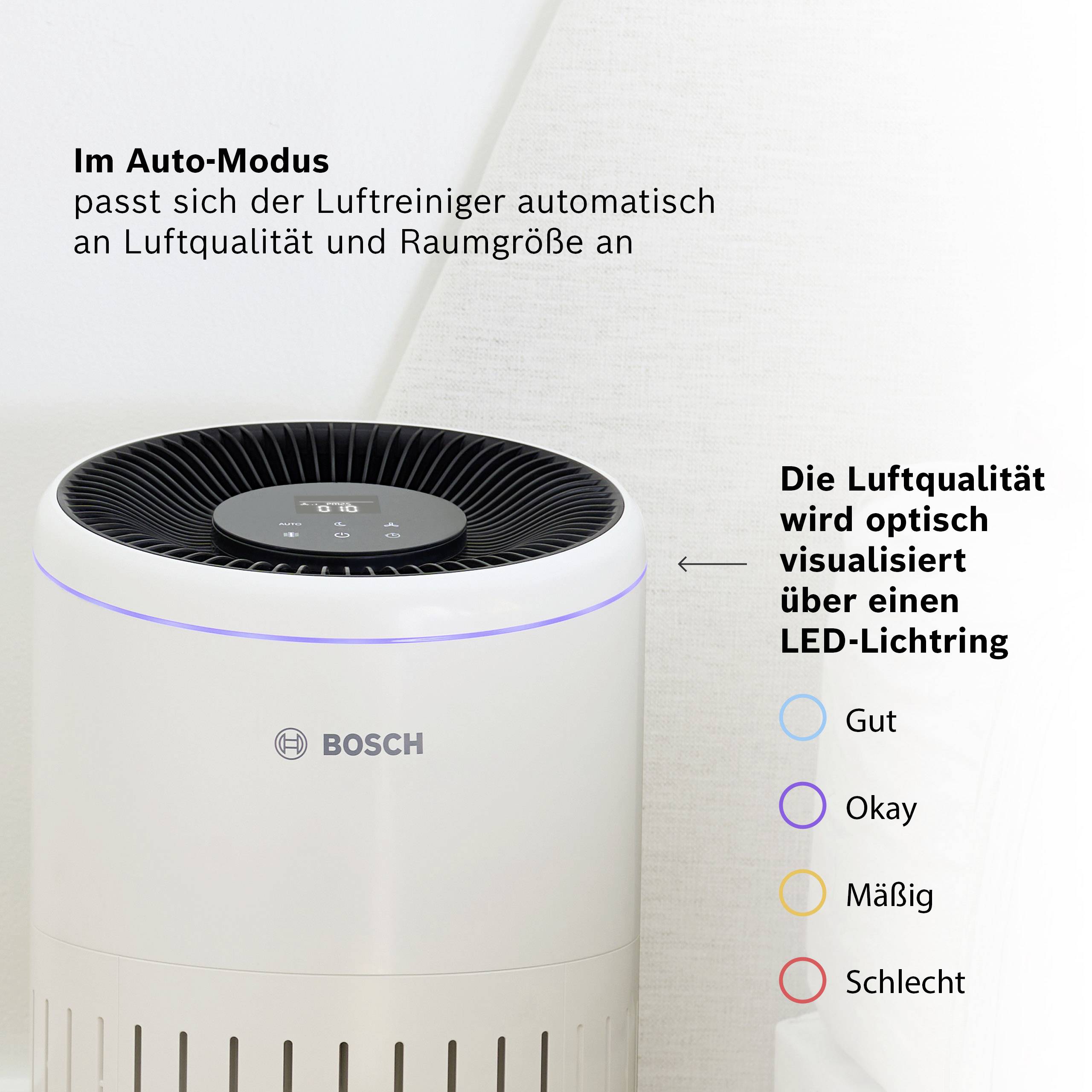 Bosch Home Comfort 7733701943 Air 4000 Luftreiniger 62m² Weiß, Schwarz