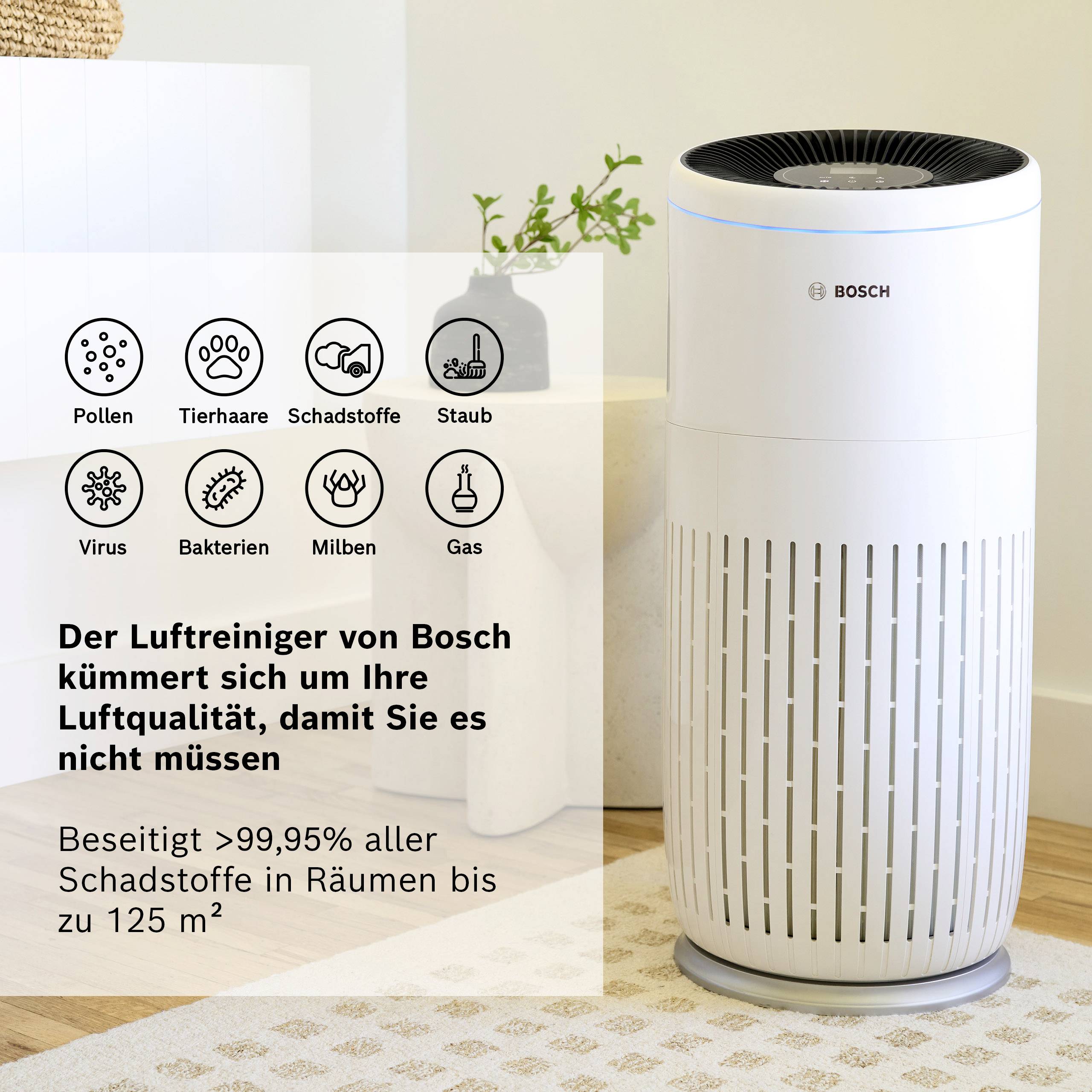 Bosch Home Comfort 7733701944 Air 6000 Luftreiniger 125 m² Weiß, Schwarz