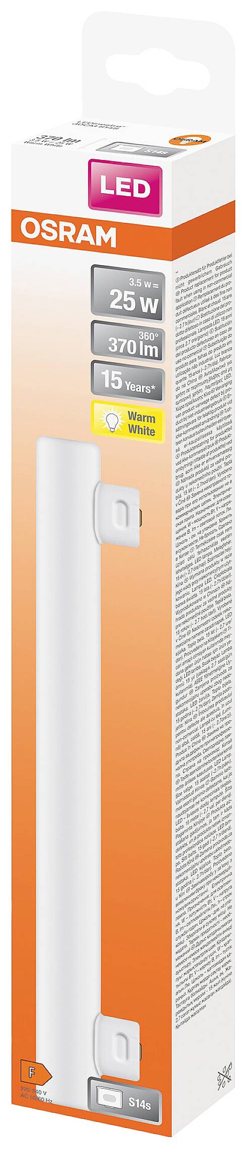 OSRAM HOMELIGHTING 4058075762374 LED EEK F (A - G) S14s Stabform 3.5W = 25W Warmweiß (Ø x H) 28mm x 28mm 1St.