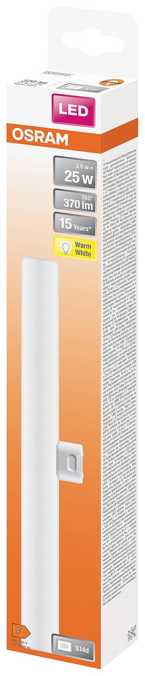 OSRAM 4058075762398 LED EEK F (A - G) S14d Stabform 3.5 W = 25 W Warmweiß (Ø x H) 28 mm x 28 mm 1 St.