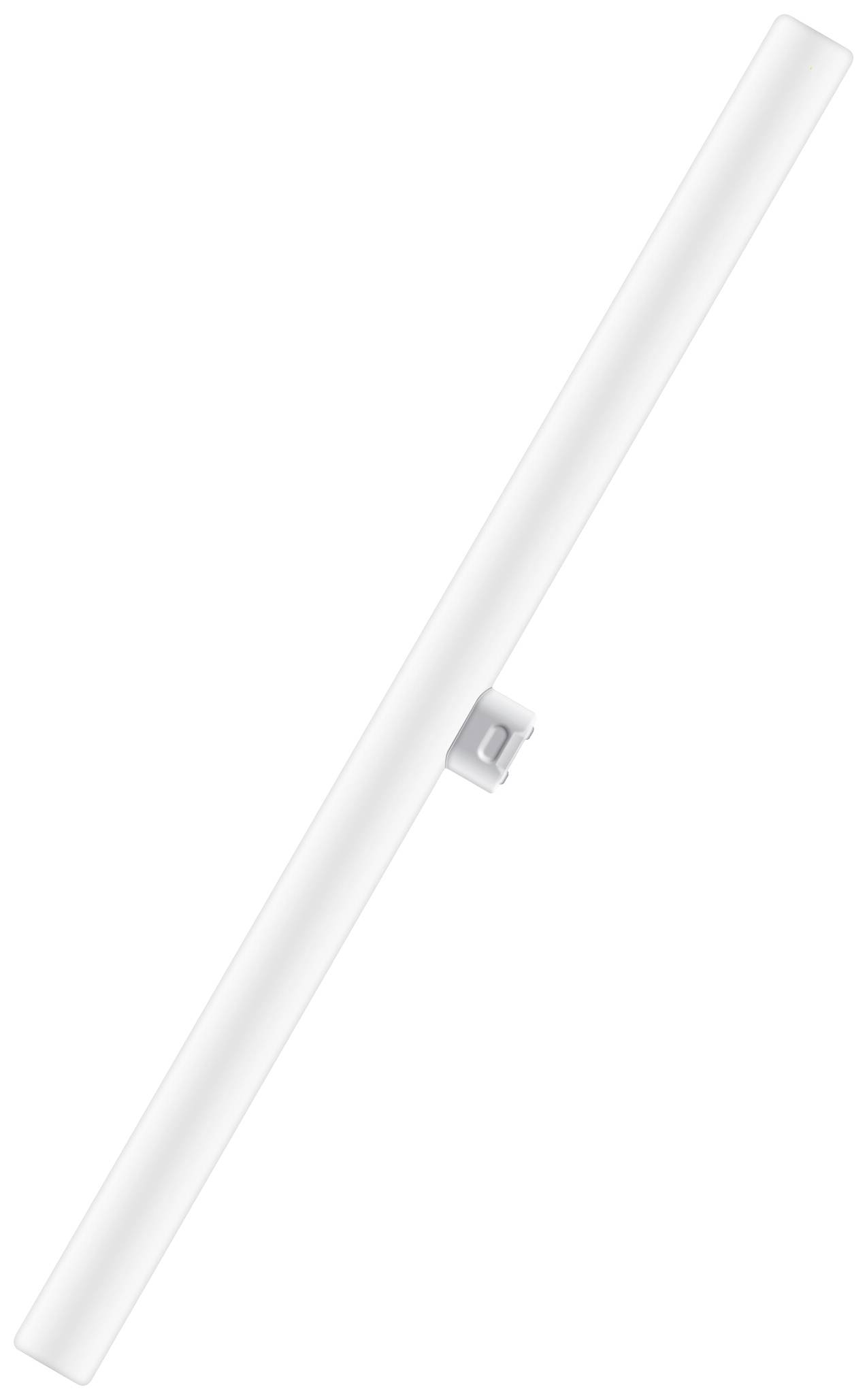 Ein weißer, langer Stab mit einem kleinen Halter in der Mitte, horizontal ausgerichtet.