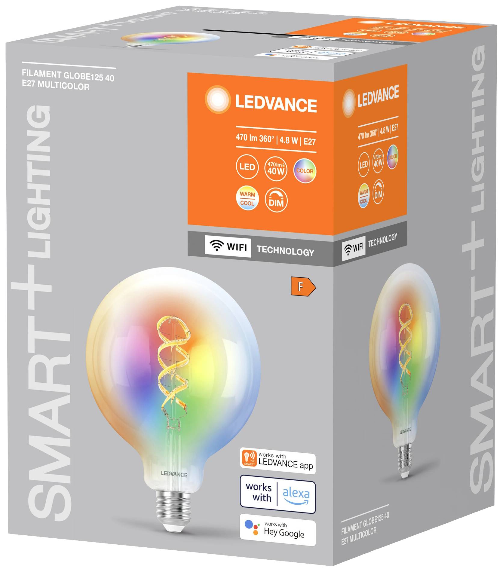 LEDVANCE 4058075777897 LED EEK F (A - G) E27 Globeform 4.8 W = 40 W Warmweiß bis Kaltweiß, RGB (Ø x H) 124 mm x 124 mm 1 St.