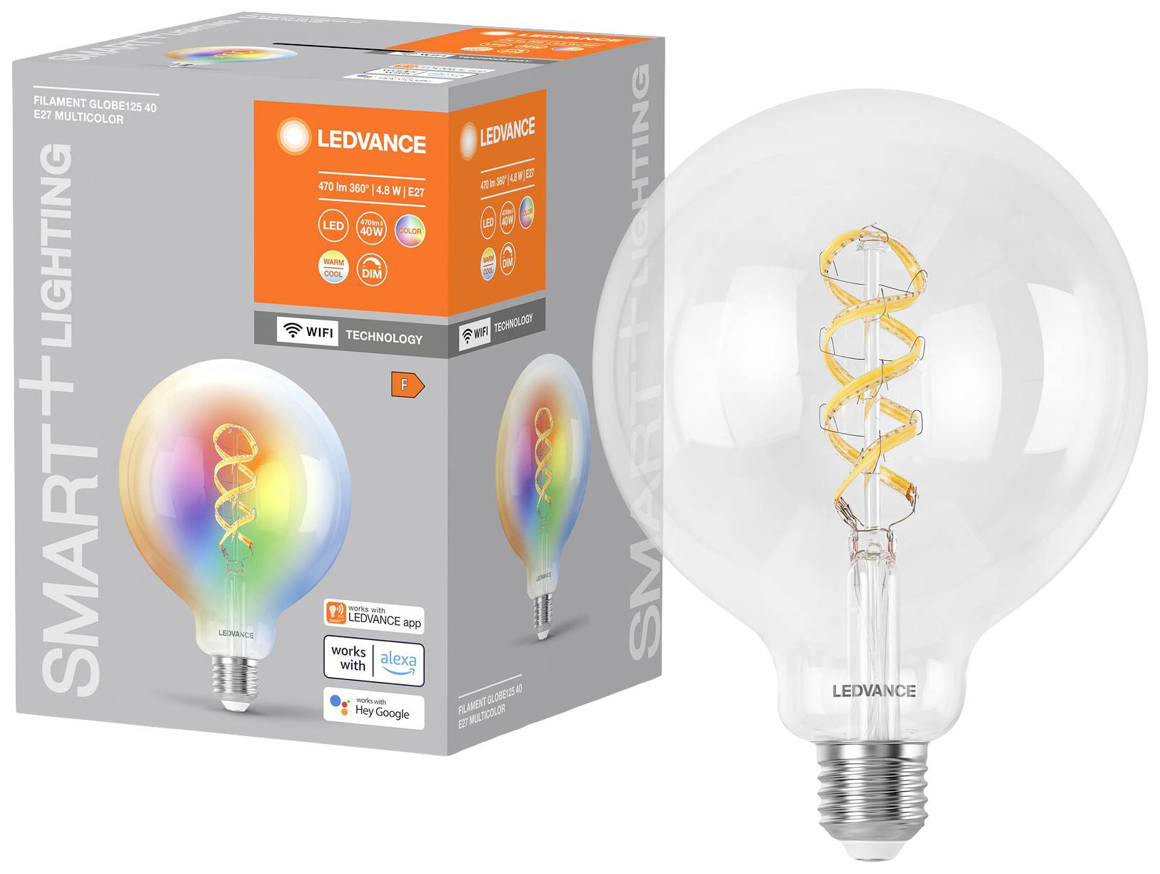 LEDVANCE 4058075777897 LED EEK F (A - G) E27 Globeform 4.8 W = 40 W Warmweiß bis Kaltweiß, RGB (Ø x H) 124 mm x 124 mm 1 St.