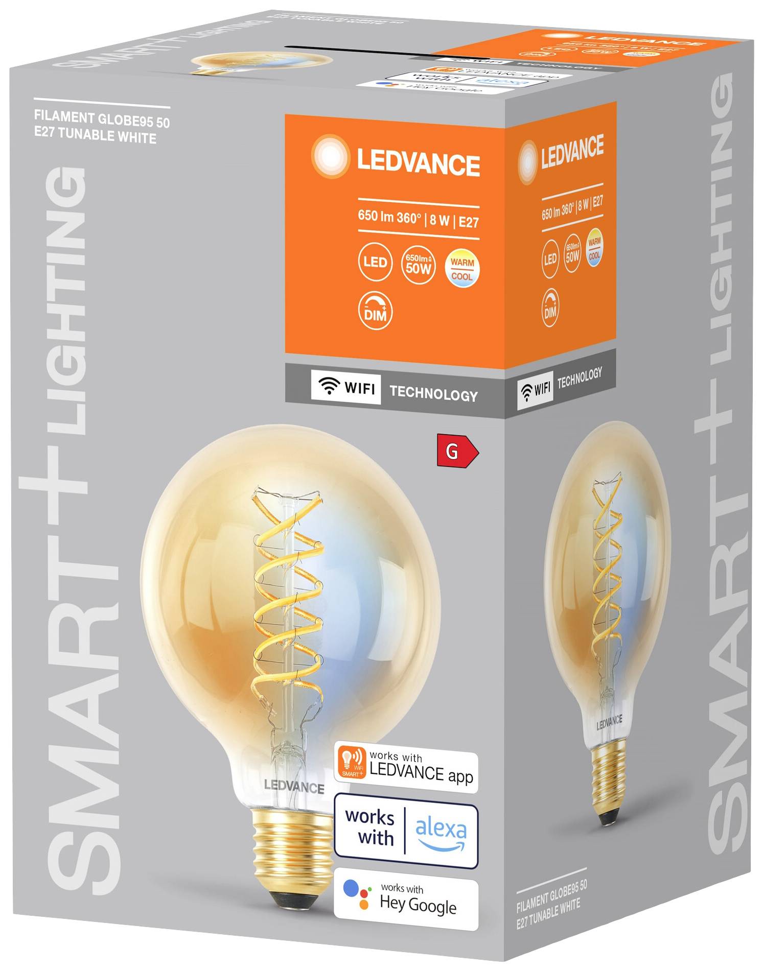 LEDVANCE 4058075793972 LED EEK G (A - G) E27 8W = 60W Warmweiß bis Neutralweiß (Ø x H) 95mm x 95mm 1St.