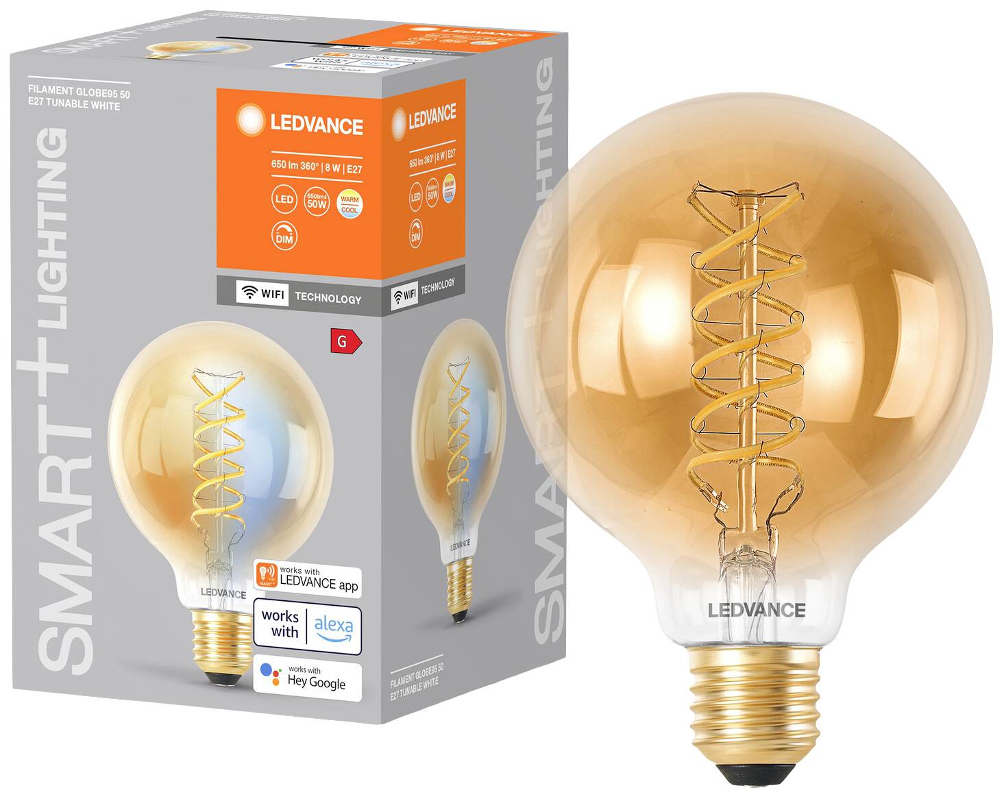 LEDVANCE 4058075793972 LED EEK G (A - G) E27 8W = 60W Warmweiß bis Neutralweiß (Ø x H) 95mm x 95mm 1St.