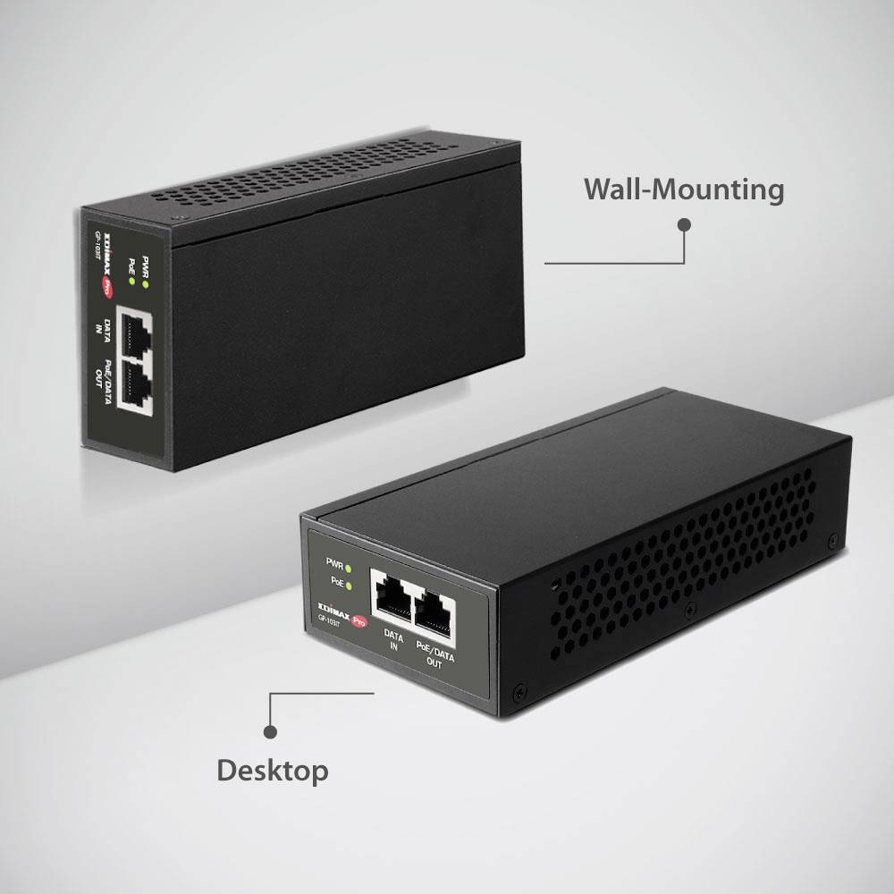 EDIMAX GP-103IT PoE Injektor 1000MBit/s IEEE802.3af (15.4 W), IEEE802.3at (30 W), IEEE 802.3bt