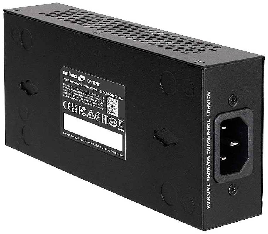 EDIMAX GP-103IT PoE Injektor 1000MBit/s IEEE802.3af (15.4 W), IEEE802.3at (30 W), IEEE 802.3bt