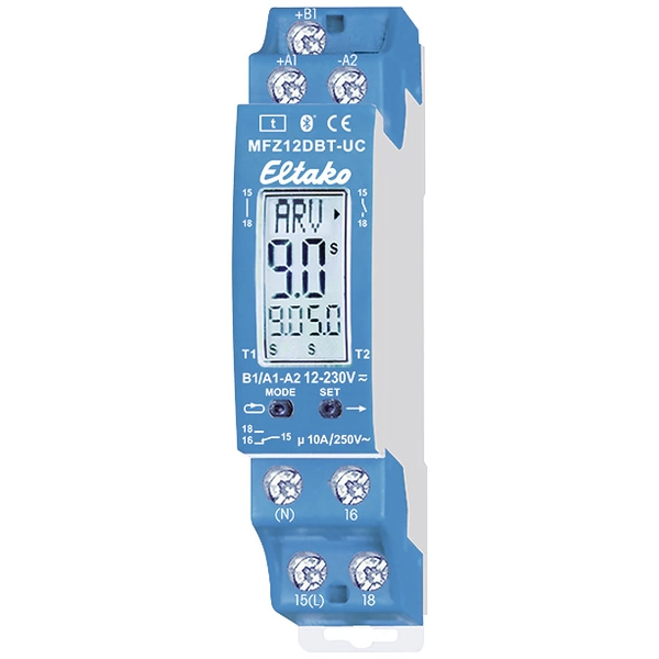 Eltako 23001003 MFZ12DBT-UC Zeitrelais 230 V/AC 1 St. Zeitbereich: 0.1 - 14400s 1 Wechsler Eltako 23001003 MFZ12DBT-UC Zeitrelais 230 V/AC 1 St. Zeitbereich: 0.1 - 14400s 1 Wechsler