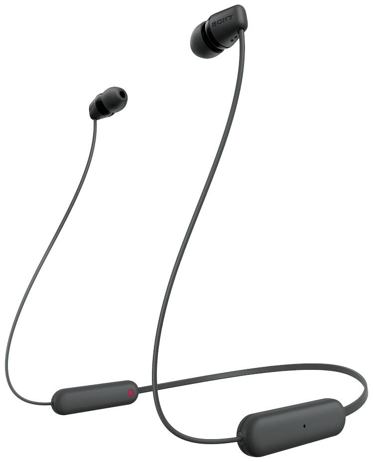 Sony WI-C100 In Ear Headset Bluetooth® Stereo Schwarz Headset, Klang-Personalisierung, Lautstärkeregelung, Nackenband, Schweißresistent, Wasserab