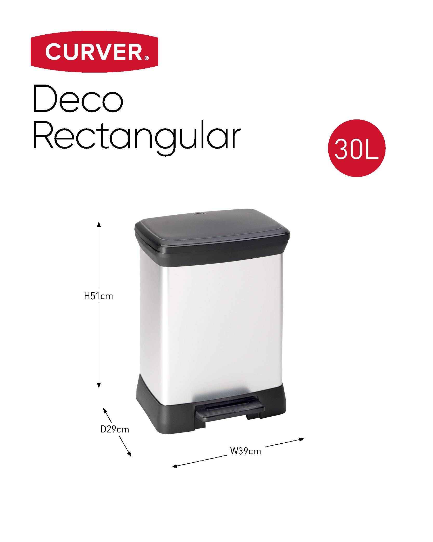 Curver DECO Bin 240638 Mülleimer 30l (B x H x T) 390 x 510 x 290mm Silber, Schwarz 1St.