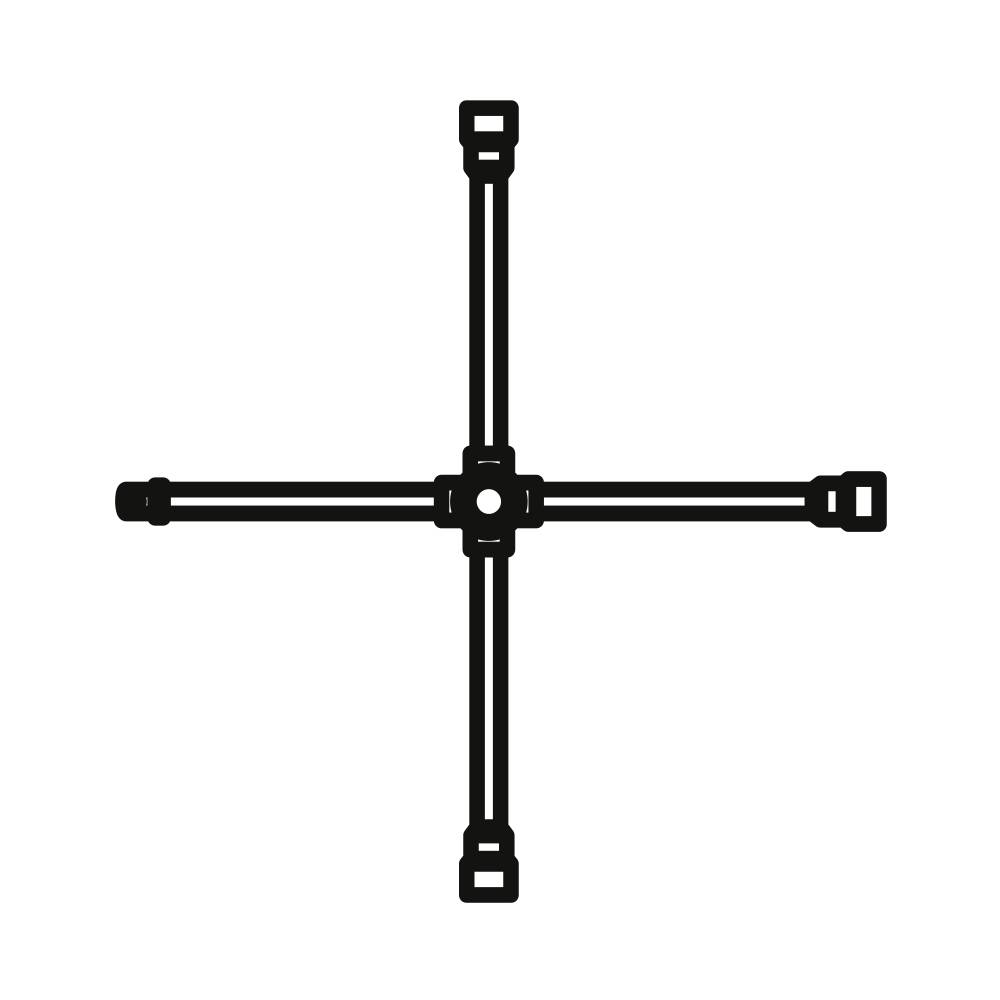 Das Bild zeigt eine Schwarze Kreidelinie als Kreuz auf weißem Hintergrund.