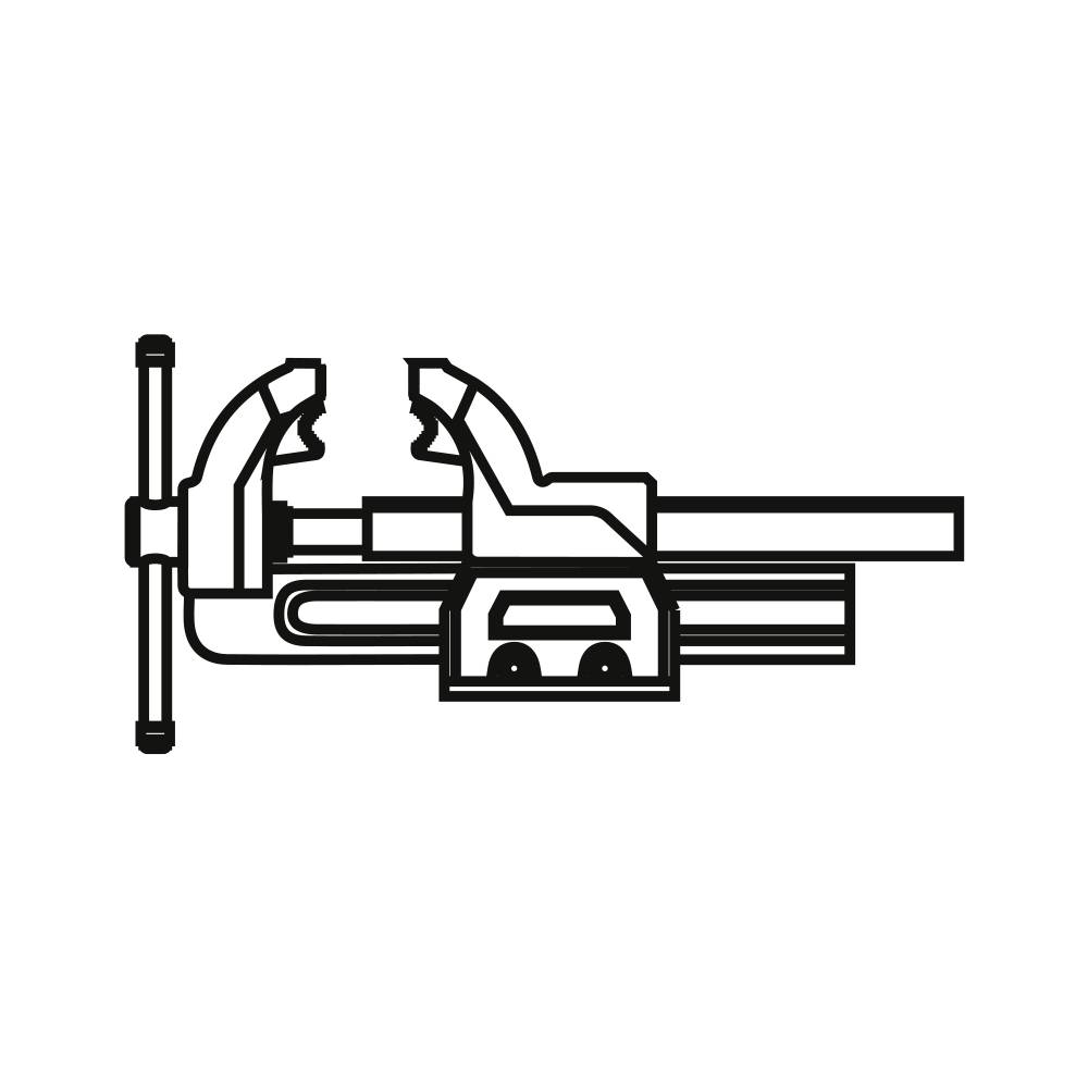 Eine schematische Darstellung eines Schraubstocks, der üblicherweise zur Stabilisierung von Werkstücken bei der Bearbeitung verwendet wird.