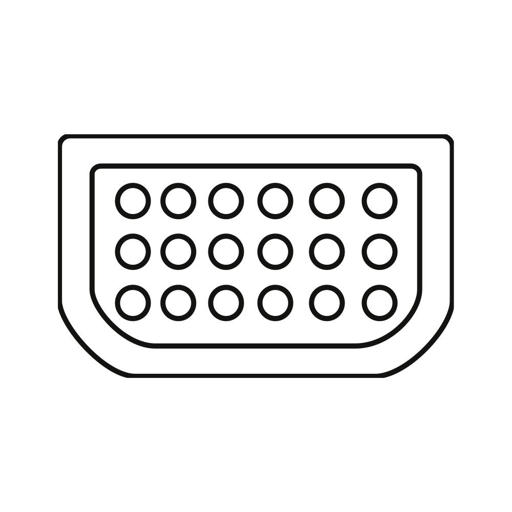 Eine lineare Abbildung eines VGA-Anschlusses, der für Videoausgaben bei Computern verwendet wird.
