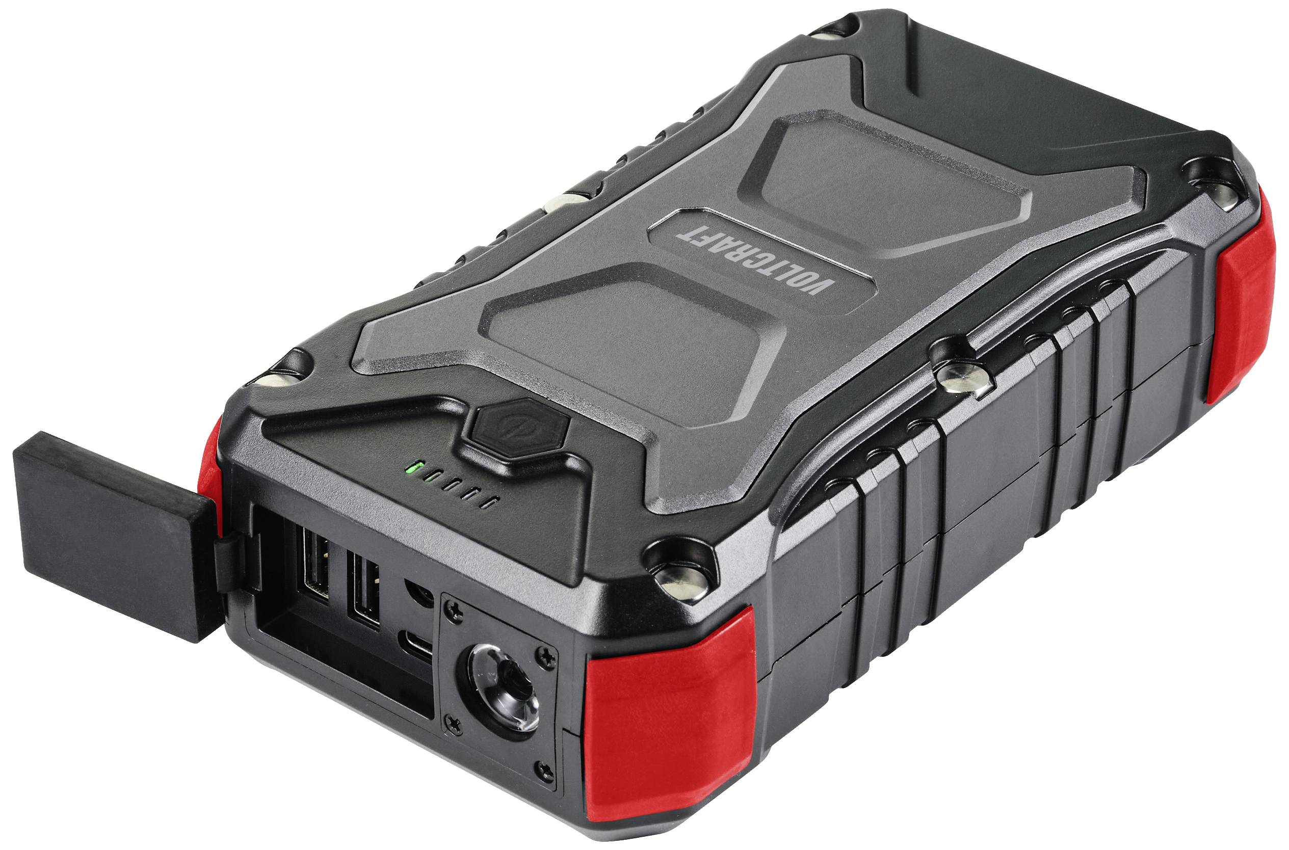VOLTCRAFT VC PB PD65W Rugged Powerbank 30000 mAh USB PD 3.0 Li-Ion Schwarz-Rot LED Taschenlampe, Statusanzeige, Outdoor