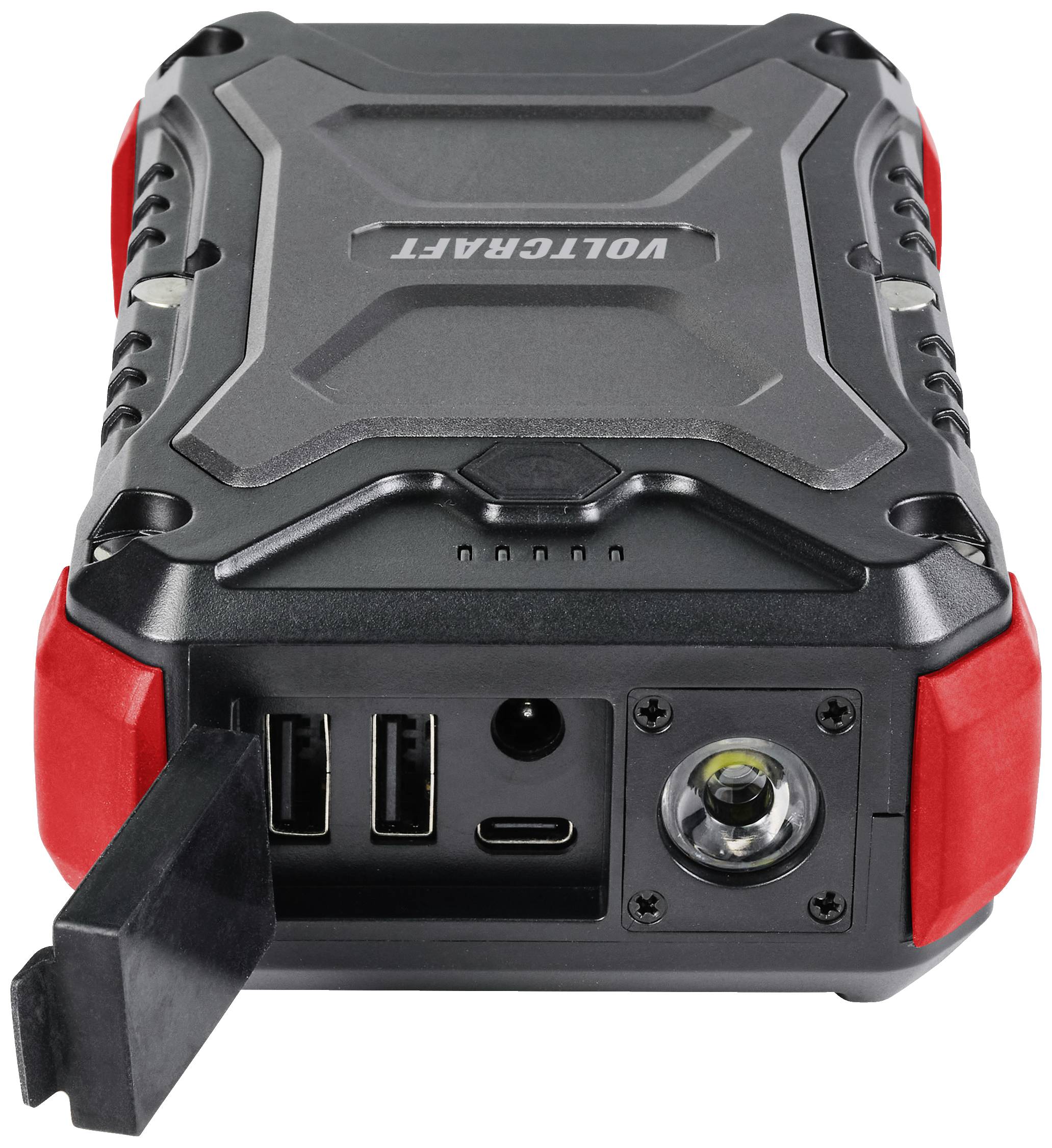 VOLTCRAFT VC PB PD65W Rugged Powerbank 30000 mAh USB PD 3.0 Li-Ion Schwarz-Rot LED Taschenlampe, Statusanzeige, Outdoor