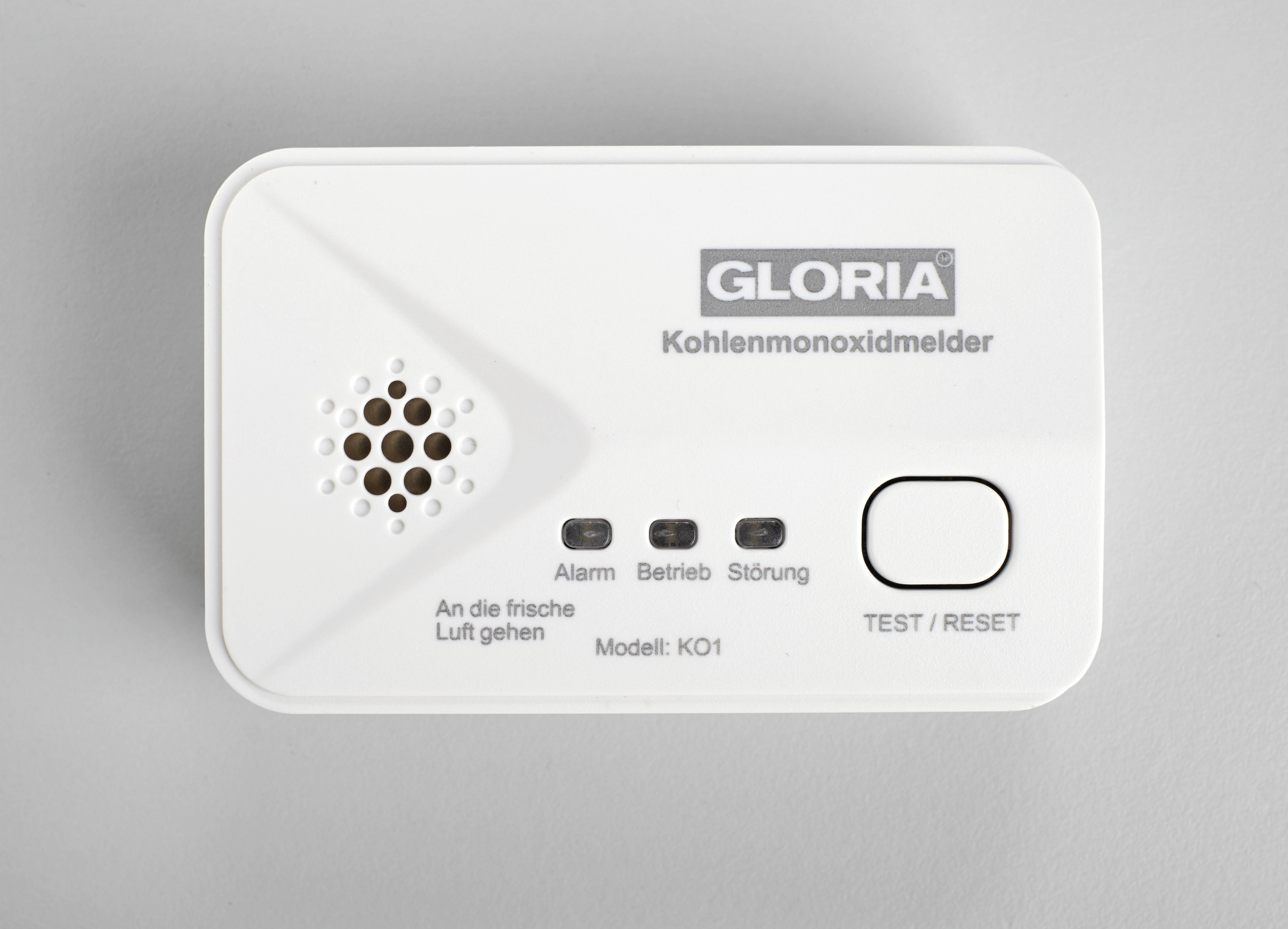 Gloria KO1 Kohlenmonoxid-Melder batteriebetrieben detektiert Kohlenmonoxid