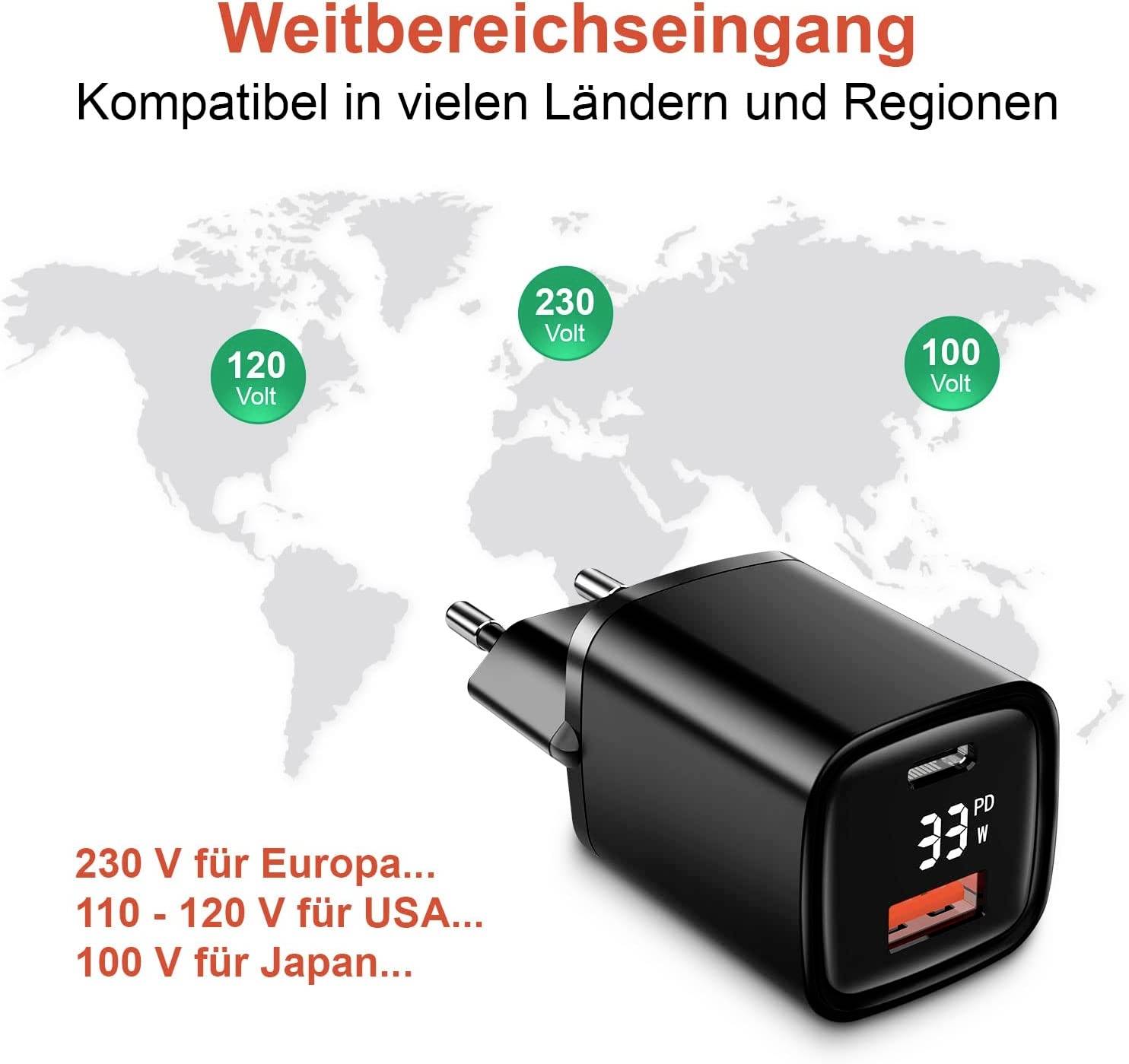 Eaxus Dual Port USB Ladegerät 33W 1x USB-A, 1x USB-C® Schwarz Innenbereich