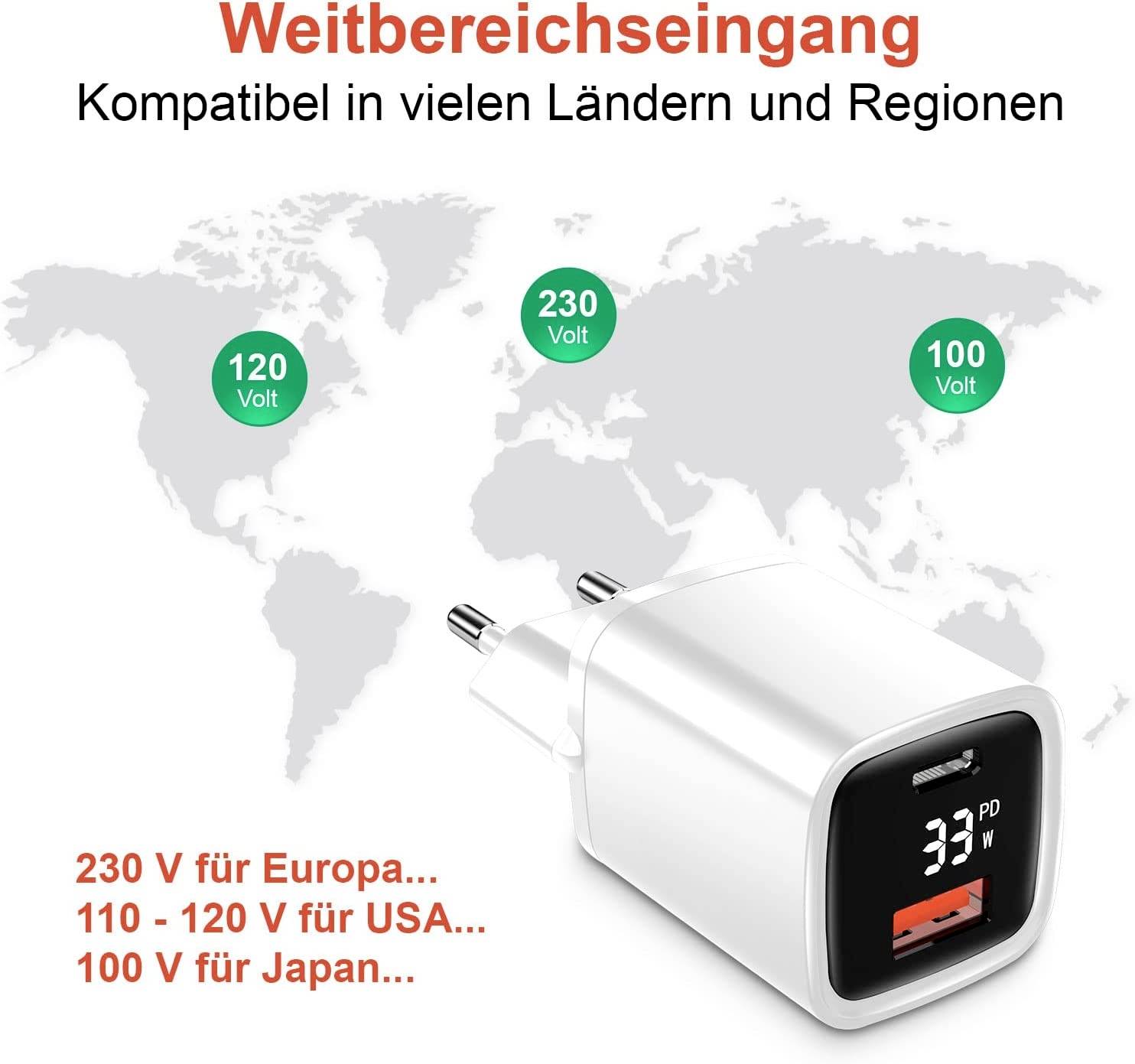 Eaxus Dual Port USB Ladegerät 33W 1x USB-A, 1x USB-C® Weiß Innenbereich