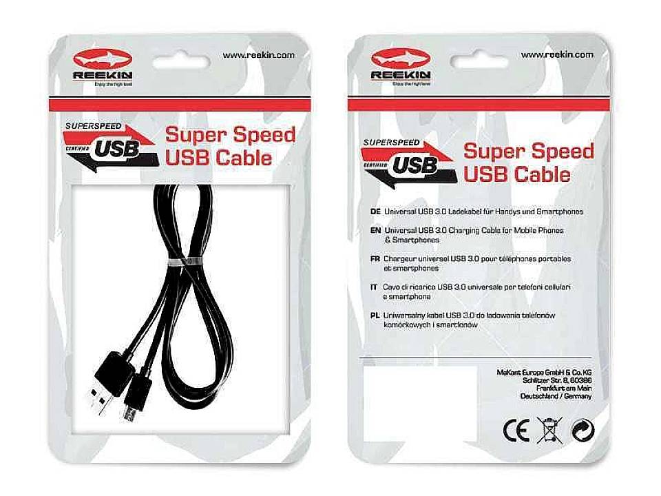 REEKIN USB-Ladekabel USB-A Stecker, USB-C® Stecker 1.00 m Schwarz 82634