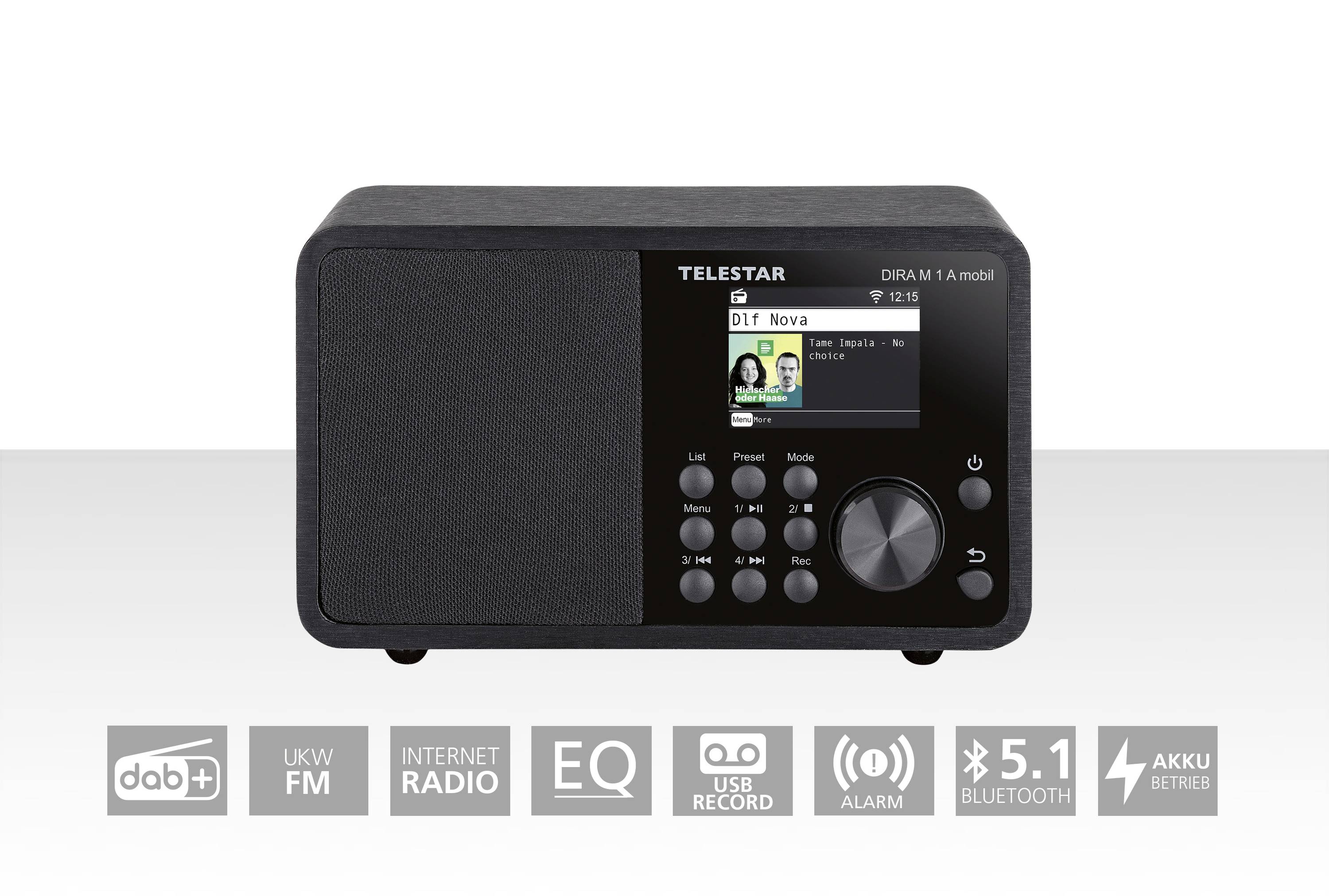 Telestar DIRA M 1 A mobil Internet Tischradio Internet, DAB+, UKW AUX, Bluetooth®, DLNA, USB, WLAN, Internetradio Aufnahmefunktion, DLNA-fähig, Ink
