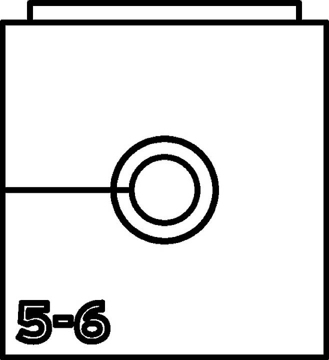 Auf dem Bild ist das Pokéball-Symbol in der Mitte eines quadratischen Feldes zu sehen, unten links steht '5-6'.