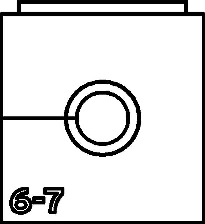 Das Bild zeigt eine abstrakte schwarz-weiße Illustration mit einer zentralen kreisförmigen Figur und der Zahl '6-7' in der unteren Ecke.