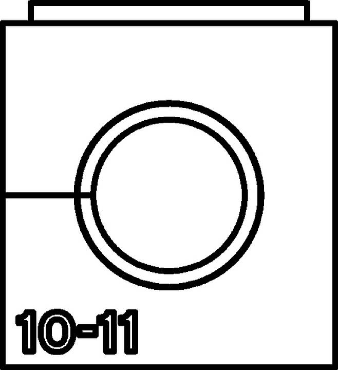 Eine stilisierte Grafik einer Waschmaschine mit der Beschriftung '10-11' unten links.