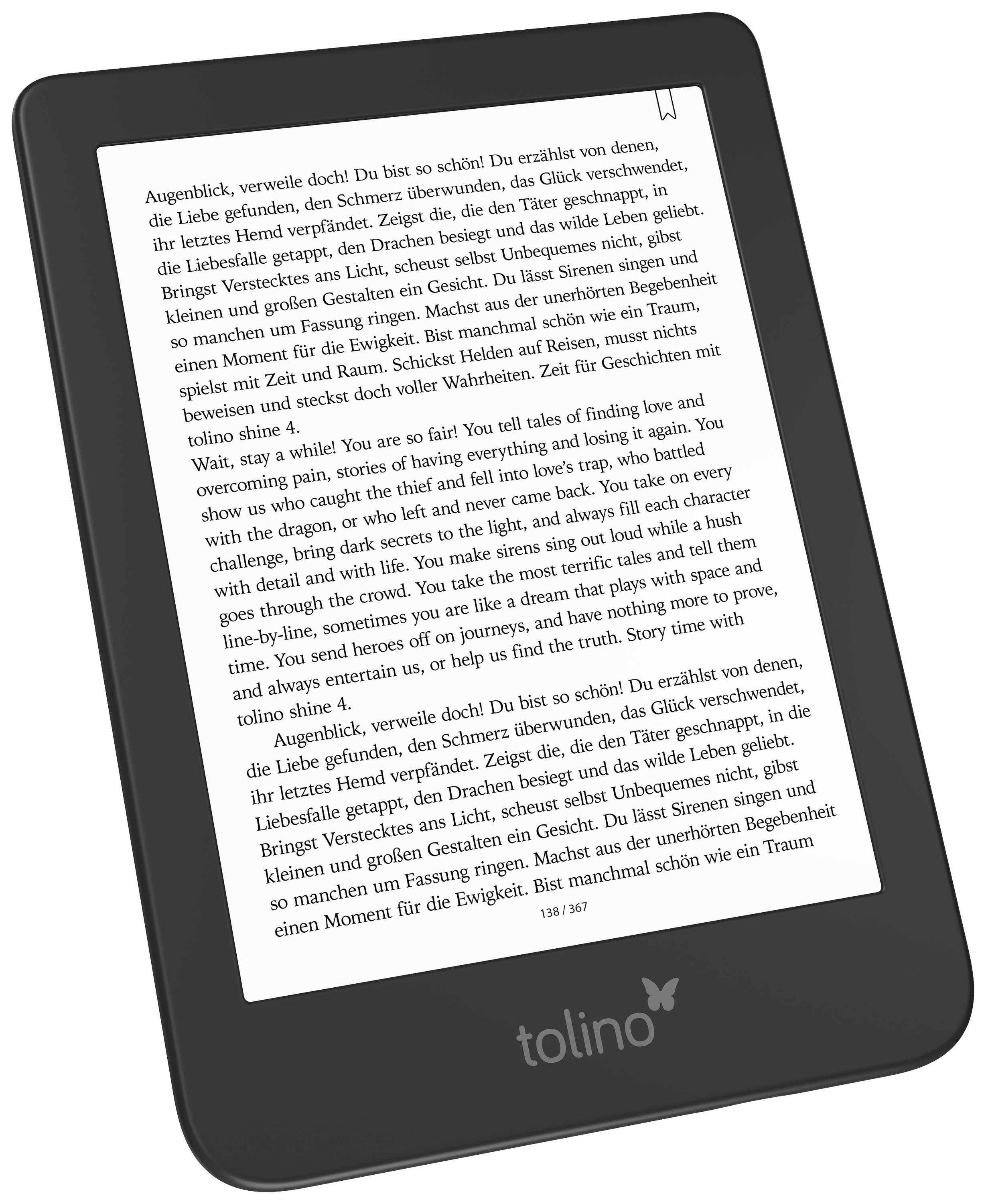 Tolino shine 4 - 15,2 cm (6 Zoll) - E Ink Carta - 1072 x 1448 Pixel - EPUB DRM -