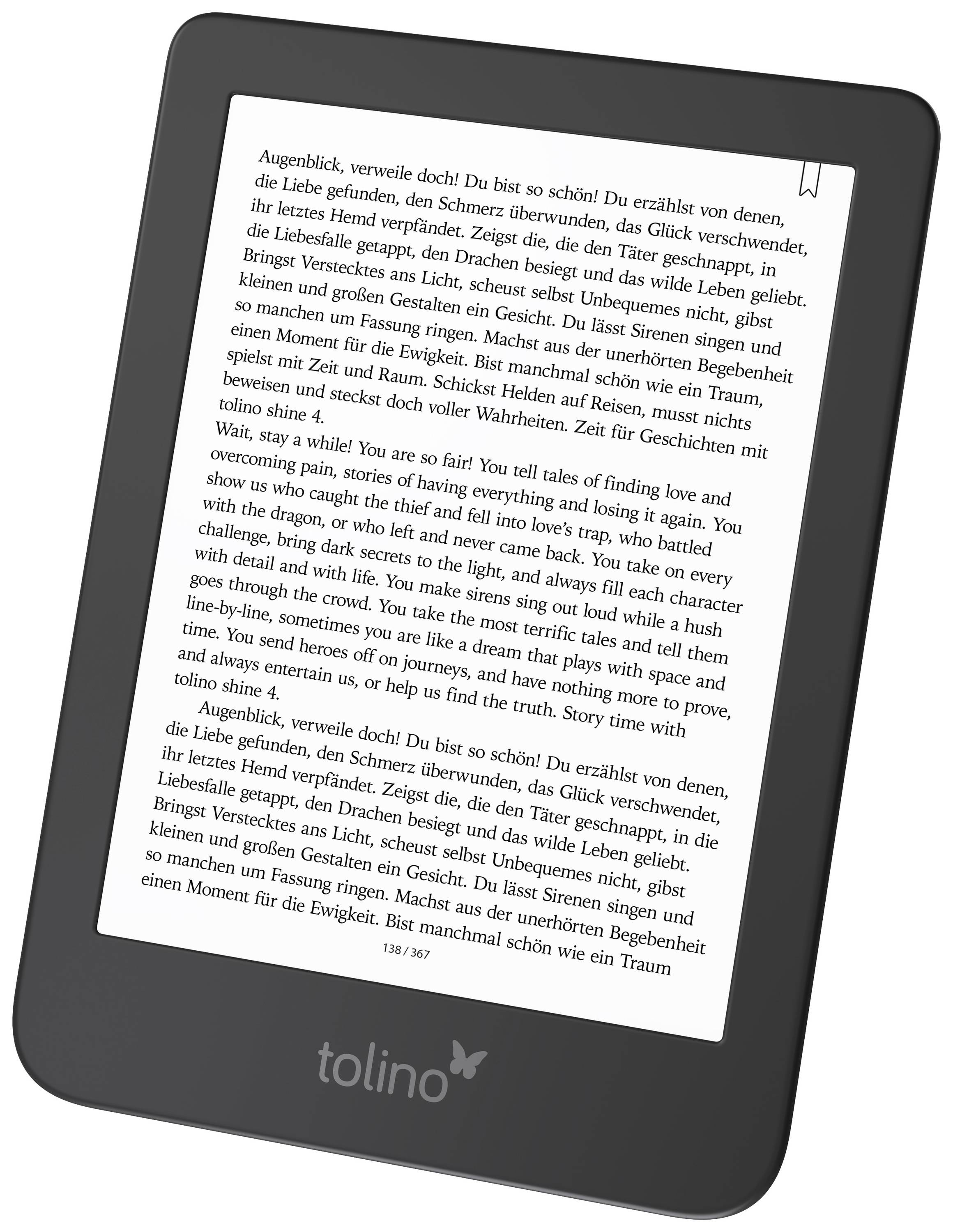 Tolino shine 4 - 15,2 cm (6 Zoll) - E Ink Carta - 1072 x 1448 Pixel - EPUB DRM -